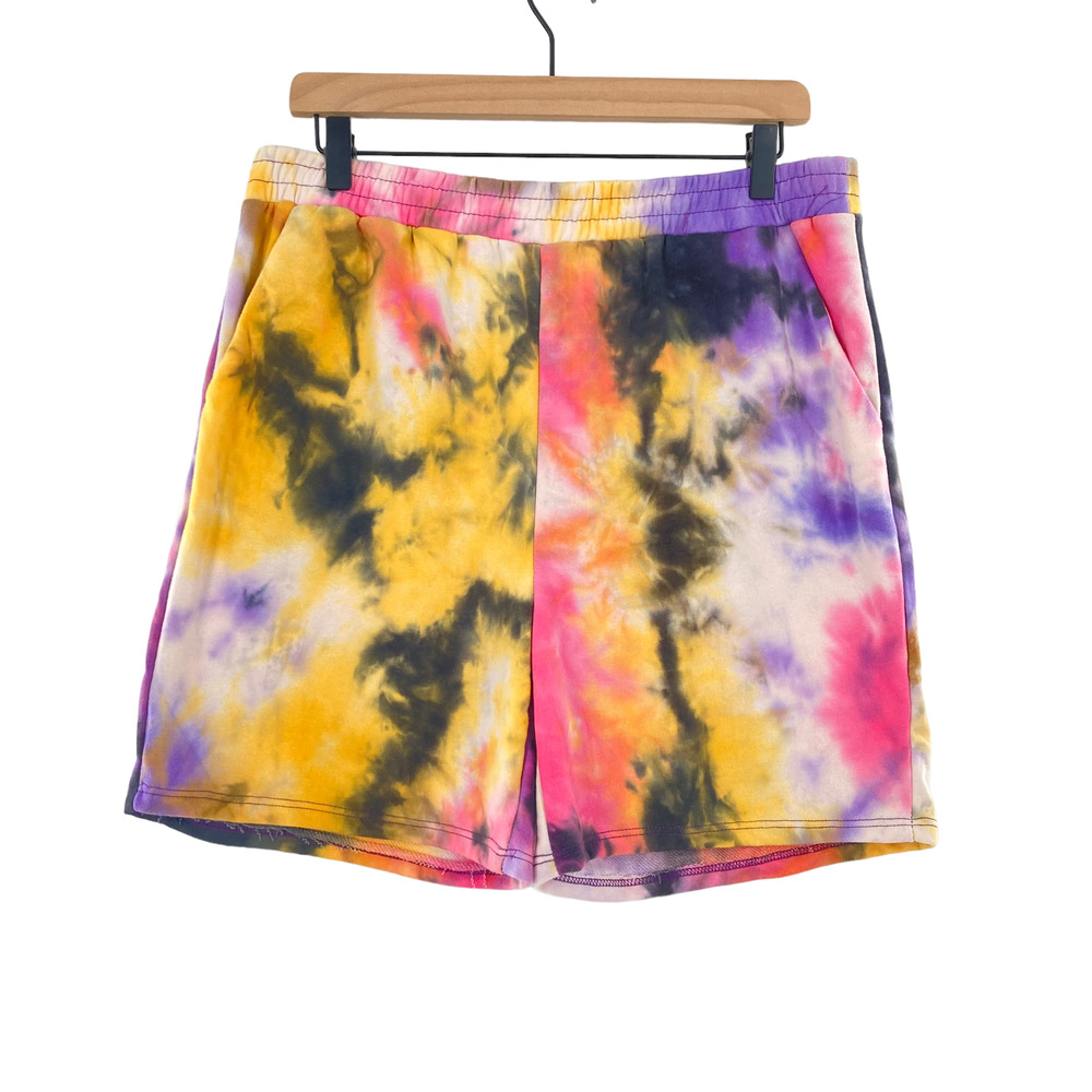 Nordstrom All in Favor Tie Dye Pocket Short Elastic Band Pink Yellow